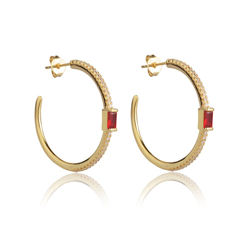 Brinco Argola com Zircônia Folheado Gold 18k