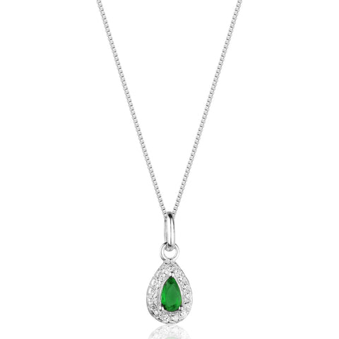 Colar Prata 925 Pingente Gota Feminino Delicado Zircônias