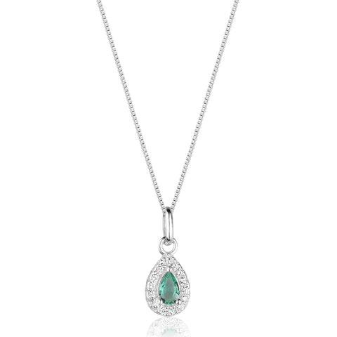 Colar Prata 925 Pingente Gota Feminino Delicado Zircônias