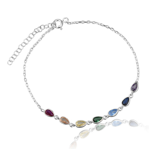 Pulseira de Prata Rainbow 7 Gotas Zircônia