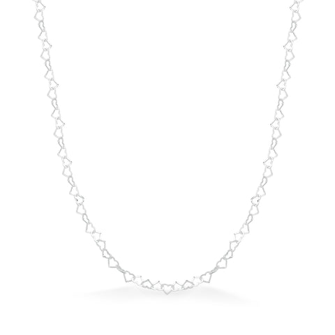 Choker em Prata 0,45mm Corações 38cm