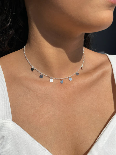 Choker em Prata com Pingentes Círculos