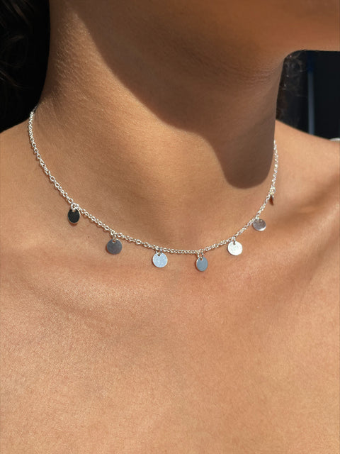 Choker em Prata com Pingentes Círculos